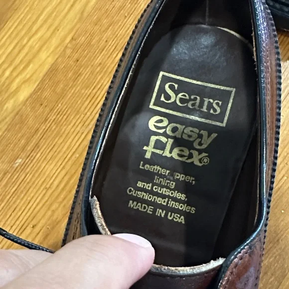 Sears Dark Brown Leather Men's Oxford Shoes - Picture 2 of 12